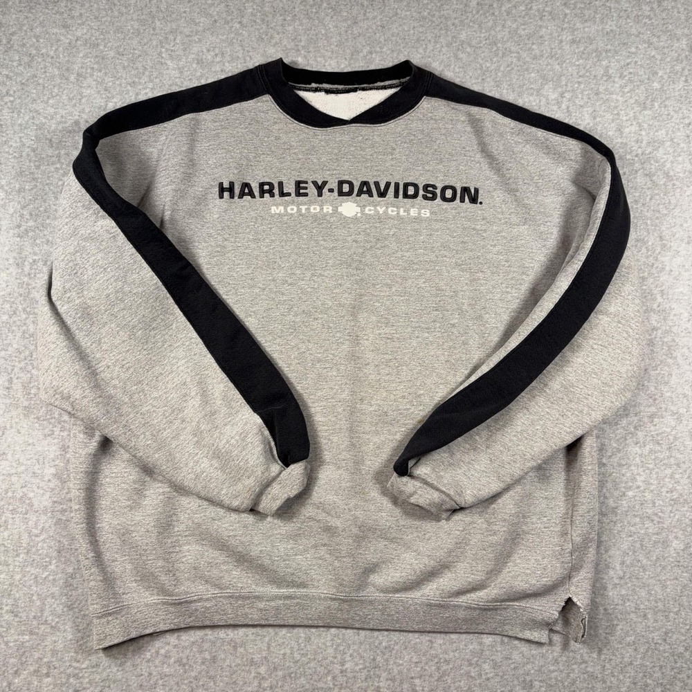 Vintage Harley-Davidson Sweatshirt Mens L Gray Saginaw Valley Motorworks 1999
